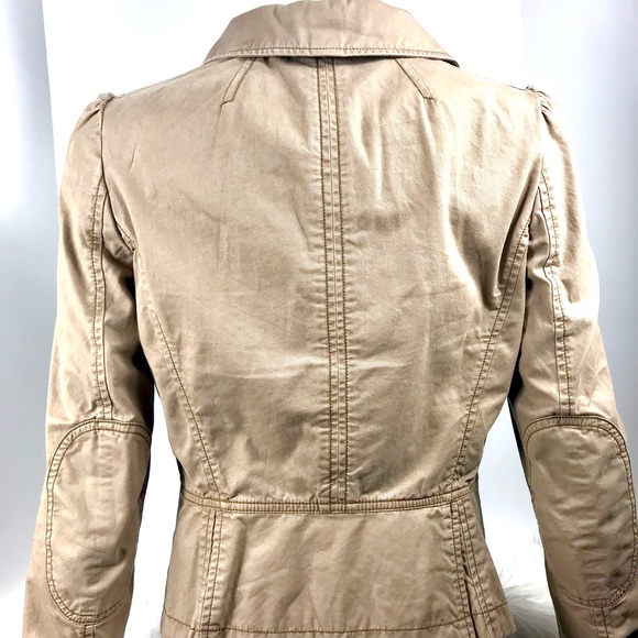 LOFT Button Up Collared Jacket, Tan, Size 6 - Picture 3 of 9